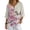 Cherry Blossom Hummingbird, variant on Lavender Print Womens Button Down Shirts Linen-Like 3/4 Sleeve Shirts Casual Tops V Neck Blouses
