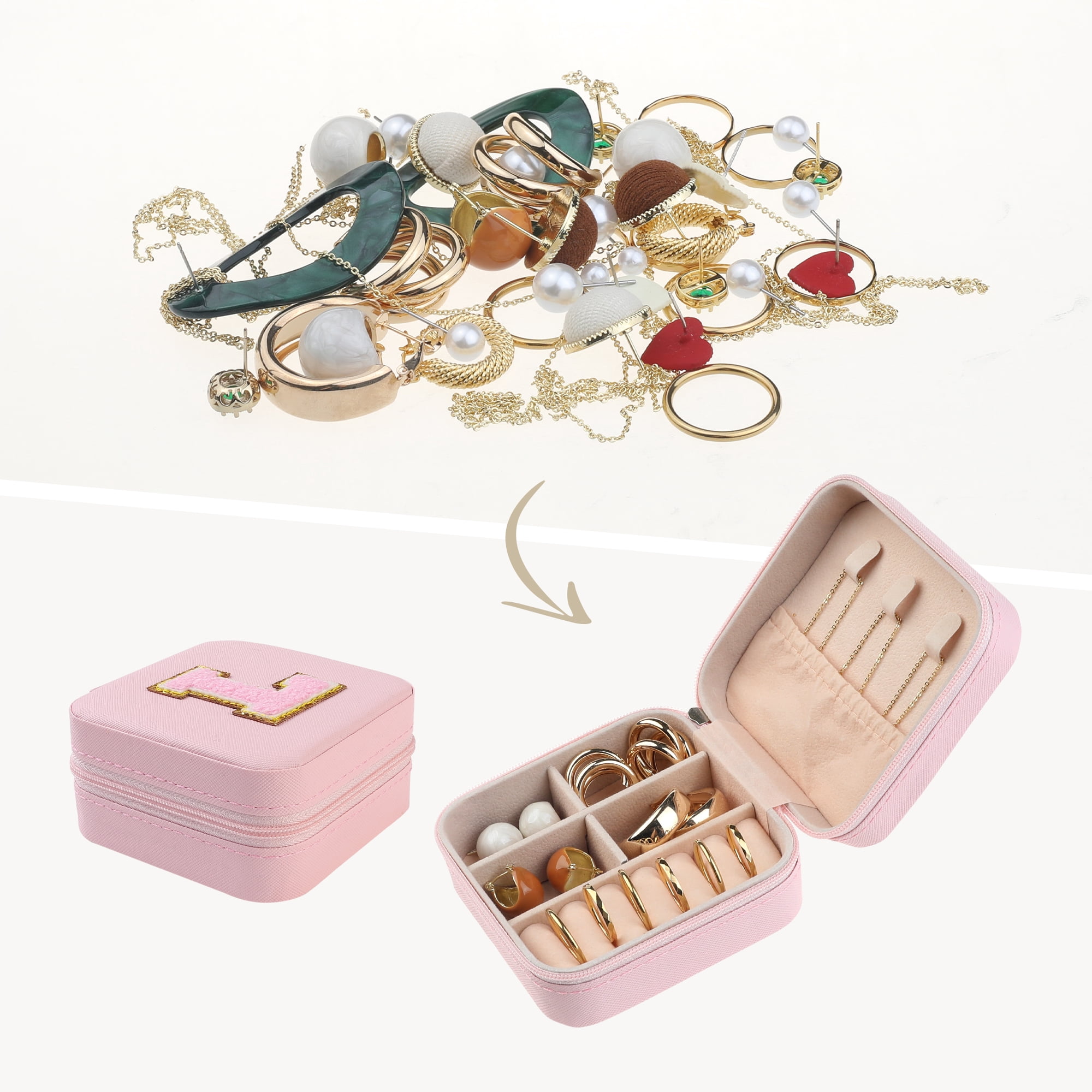 Unique Bargains Jewelry Box Small PU Leather Jewelry Organizer Case Storage Display Holder Pattern L