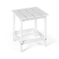 Barara King Side Table, End Table, Patio Coffee Bistro Table, 15 Inch Patio Square Wooden Slat End Side Coffee Table for Garden-White