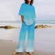thumbnail image 2 of Conjunto Corto para las Mujeres Casual Suelto Encaje Casa Pantalones Impresos Y Blusa de Cuello Redondo de Dos Piezas, 2 of 5
