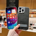 thumbnail image 4 of SaniMore Case for iPhone 12 Pro Max, Electroplated Bumper PU Leather Hidden Bracket Stand Shell Slim/Lightweight Anti-scratch/Anti-fall Durable for iPhone 12 Pro Max(6.7" 2020), Brown, 4 of 11