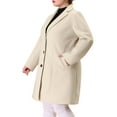 thumbnail image 4 of Agnes Orinda Women's Plus Size Long Coat Notched Lapel Single Breasted Winter Outerwear Peacoats with Pockets 1X Cream White, 4 of 7