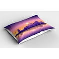 thumbnail image 2 of Ambesonne Phoenix Pillow Sham 2 Pack, American City Skyline Dawn, 30"x20", Pale Orange Fuchsia, 2 of 3