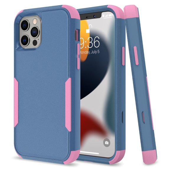 K-Lion For iPhone 14 Pro Max,6.7" Hybrid Shockproof Rubber Soft TPU Hard PC
Back Case Cover,Royalblue/Pink