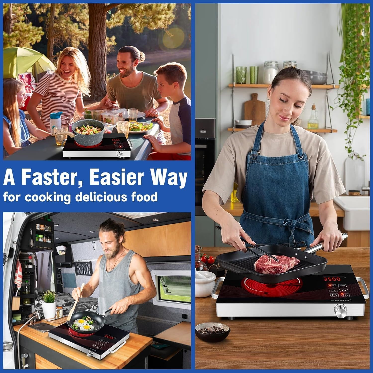 TYEMUI Electric Hot Plate Single Burner for Cooking, Portable Countertop Free Standing Stove Single Burner, 2200 watts Glass Ceramic Cooktop with Timer