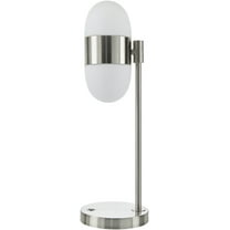 Livabliss Jonan Modern Accent Table Lamp, 20-inch, Nickel with White Shade