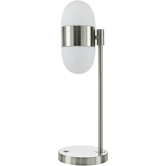 Livabliss Jonan Modern Accent Table Lamp, 20-inch, Nickel with White Shade
