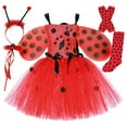 thumbnail image 5 of WOYY Little Girls Ladybug Tutu Dress Sleeveless Party Dress Wings Fairy Stick Outfits, Sizes 6-7, 5 of 8