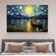 thumbnail image 4 of Póster de lienzo con un pequeño barco navegando por un río tranquilo por la noche, decoración de dormitorio, paisaje deportivo, decoración de oficina, regalo, estilo marco, 20 x 30 cm, 4 of 8