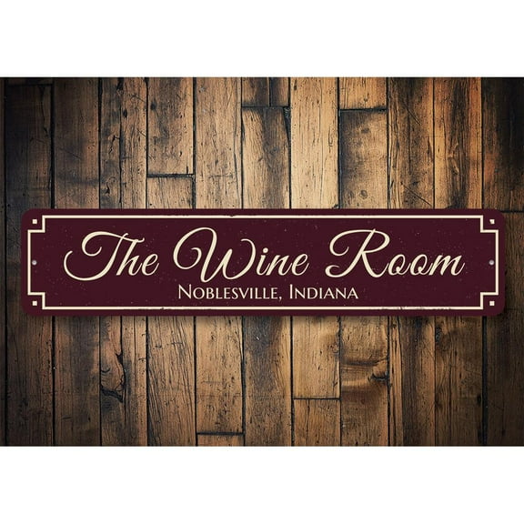 The Wine Room Novelty Decor, Metal Wall Sign - 4x18 Inches