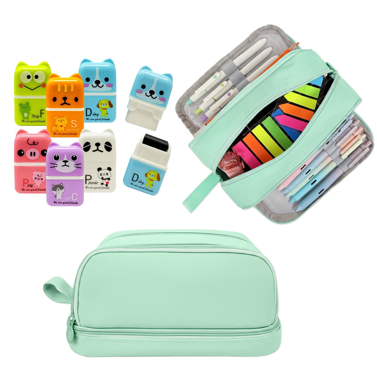 Sanrio Double-sided Open Pencil Case Pochacco - Taupe Check