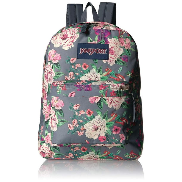 JanSport Backpack Jansport Superbreak Grey Bouquet 16" New 652307