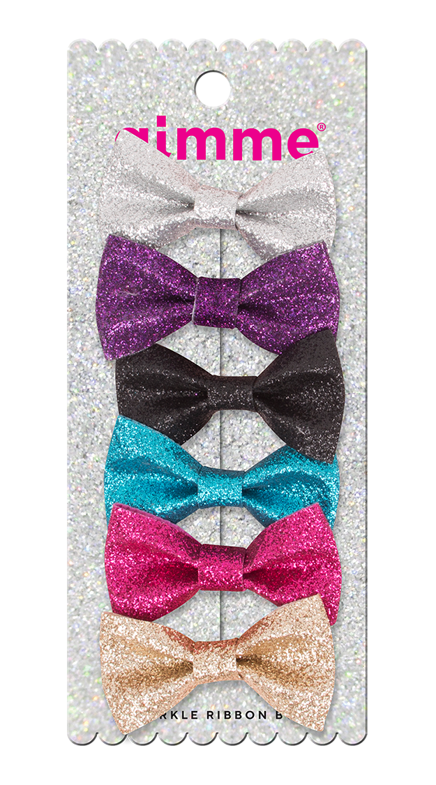 Glitter Bows, Assorted Colors 6 Piece