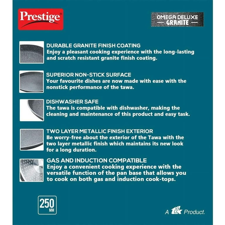 Prestige 250mm Omega Deluxe Granite Omni Non-Stick Dosa Tava/Griddle, 10 