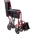 thumbnail image 2 of Roscoe Medical KT19BG Steel Transport Wheelchair with 19" Seat, Burgundy, 2 of 3