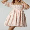 thumbnail image 4 of PENGXIANG Robe Courte à Manches Bouffantes Imprimé Floral Col Carré Robe Tutu Féerique Douce Robe de Soirée Rose 2TG, 4 of 7