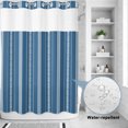 thumbnail image 3 of No Hook Shower Curtain, Boho Sea Blue Shower Curtains for Bathroom with See Through Top Window, Minimalist Farmhouse Striped Waterproof & Washable Bath Curtain 60"x72", 3 of 9