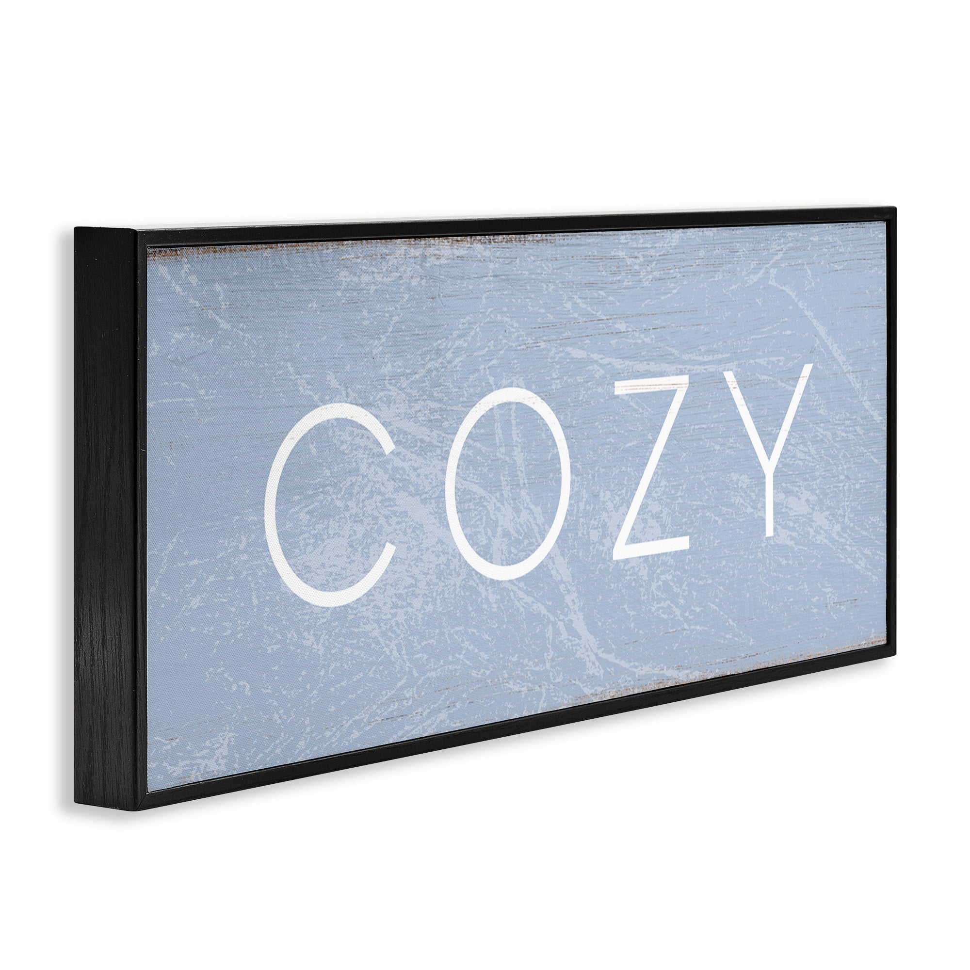 Stupell Industries Cozy Charming Distressed Phrase Typography Painting Black Framed Art Print Wall Art, 30 x 13
