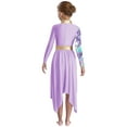 thumbnail image 2 of Nyeemya Kids Girls Metallic Printed Long Sleeve Asymmetrical Liturgical Praise Dance Dress Light Purple 14, 2 of 6
