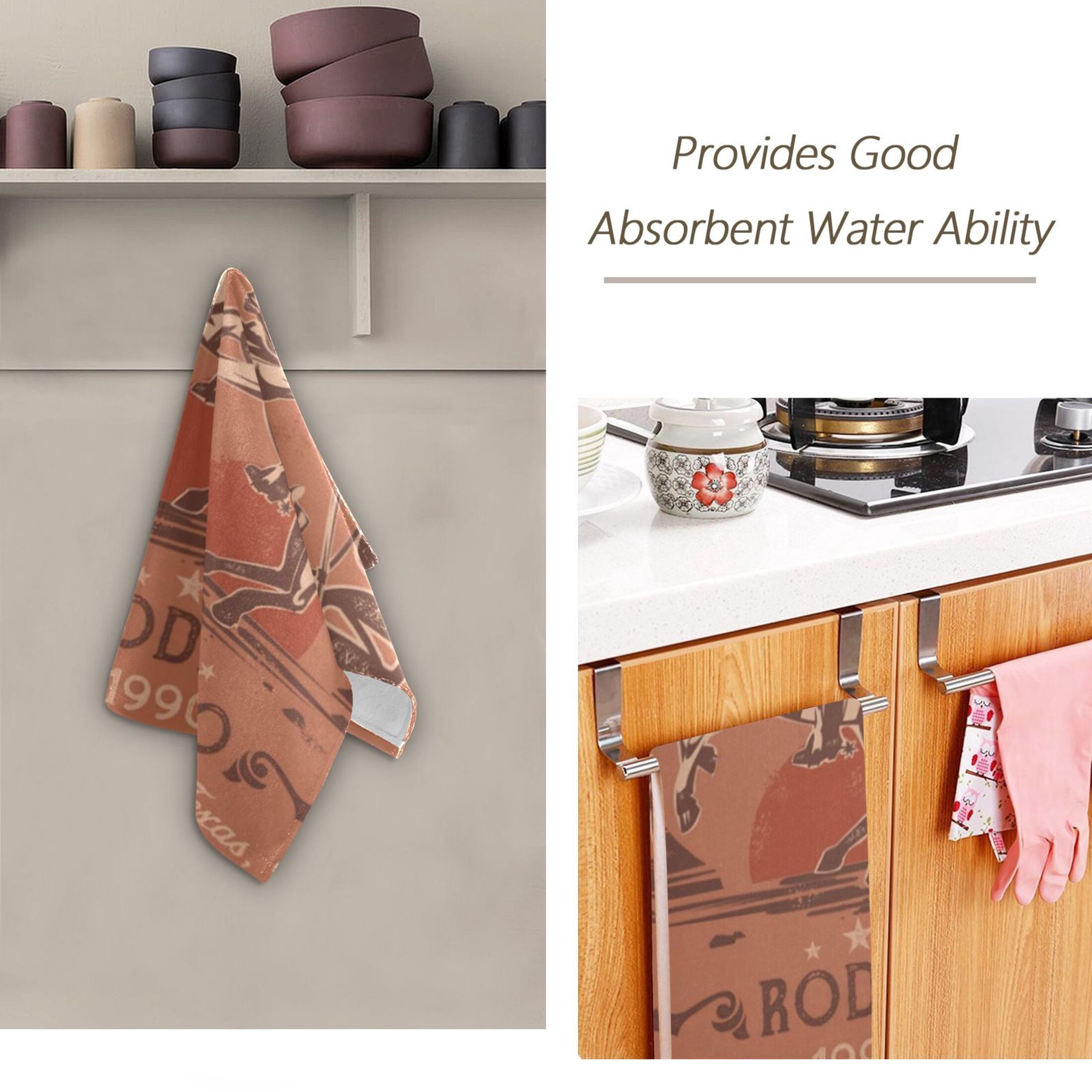 2-Piece Polyester cotton Towel Set Absorbent Retro Rodeo Cowboy Hand Towel Bath Towel Soft and Comfortable Machine Wash 28.3x14.4