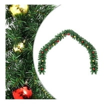 Pemberly Row 16.4 Ft PVC Christmas Green Gold Garland in Red