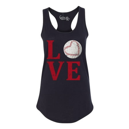 Love Baseball Distressed Womens Racerback Tank