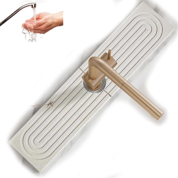 Alfombrilla de piedra para fregadero de cocina, protector contra salpicaduras para fregadero de cocina, alfombrilla de secado de piedra para encimera de cocina, fregadero de piedra de secado rápido de
