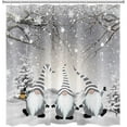 thumbnail image 4 of LB Christmas Winter Shower Curtain for Bathroom, Funny Grey Gnome on White Snowfield Snowflake Fabric Shower Curtain with Hooks, Pine Tree Covered with Snow Bathroom Curtains Shower Set, 72x72 inches, 4 of 6