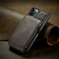 thumbnail image 4 of CaseMe Back case Card Slot Retro Matte Synthetic Leather Wallet Zipper Stand Cover for iPhone 12 Pro (Brown), 4 of 9