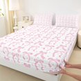 thumbnail image 5 of spefrowx Cute Pink Striped Bow Queen Sheets for Girls, Cartoon Polka Dot Queen Sheet Sets, 4-Piece, 1 Flat Sheet, 1 Fitted Sheet and 2 Pillowcases, 5 of 6