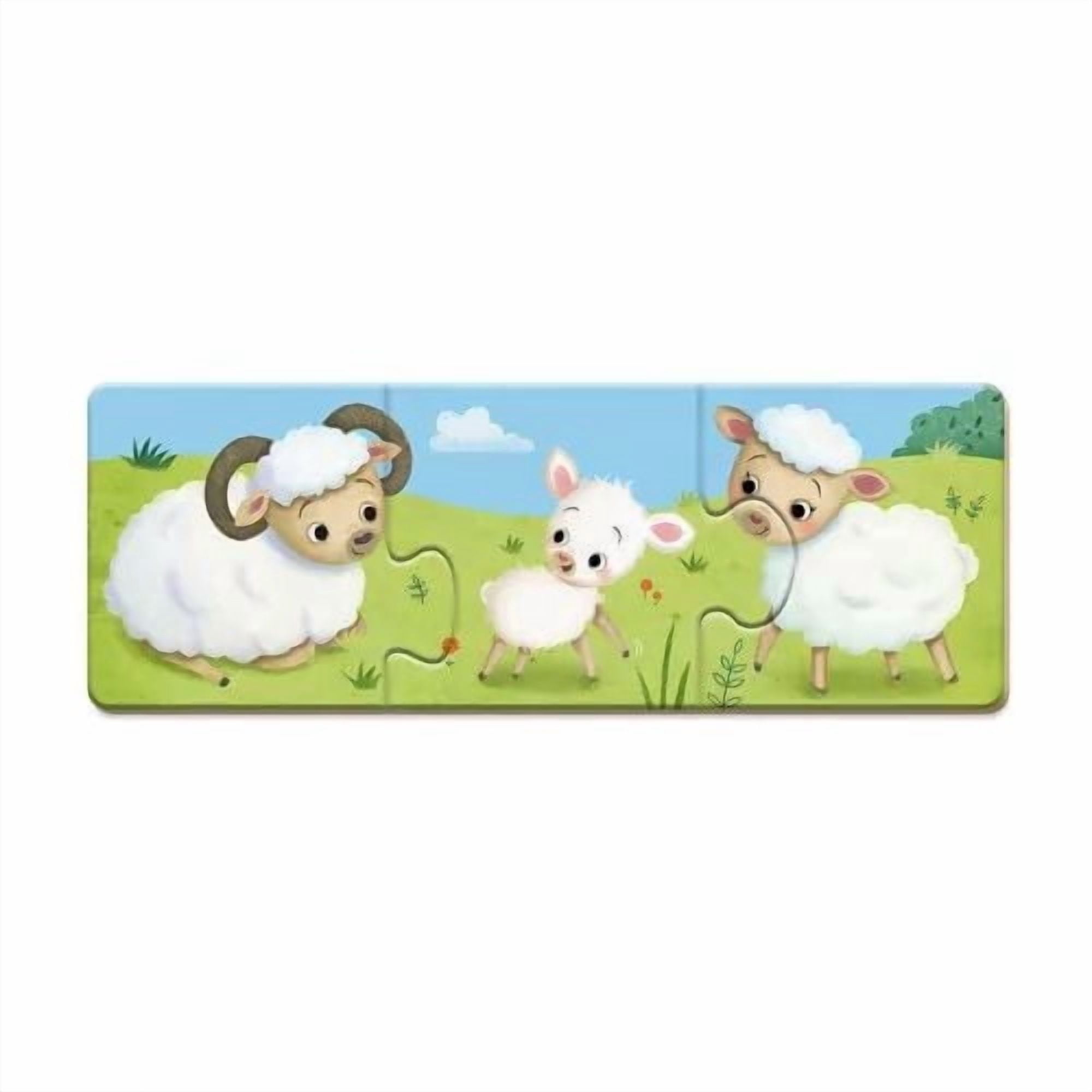 Janod - From 3 years old - Puzzle Trionimo - 10 Puzzles of 3 Pieces - Animals - Cardboard FSC - Memory and Association Games