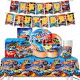 thumbnail image 1 of Mantel decorativo para fiesta de cumpleaños, plato de plástico, taza, Baby Shower, recuerdos para niños, coches de dibujos animados de Anime, suministros para fiestas, 1 of 1