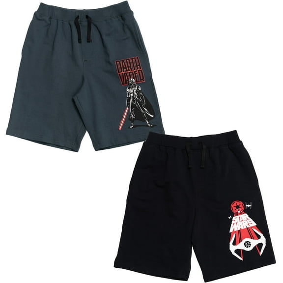 Star Wars Darth Vader TIE Fighter Little Boys French Terry 2 Pack Shorts Little Kid to Big Kid