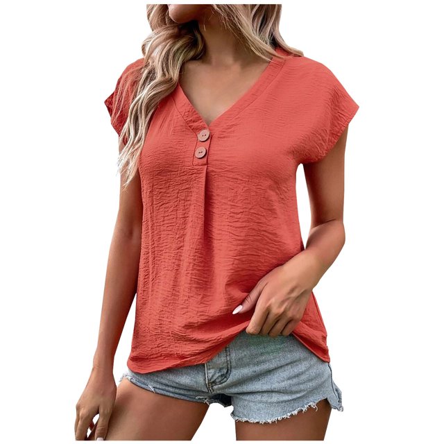 Birdeem Mode Femmes Été Col en V Uni Manches Courtes Aguichant Haut Blouse