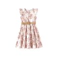 thumbnail image 1 of Vestido PATPAT para niñas, estilo bohemio, con volantes florales y cinturón trenzado, 9-10 años, 1 of 9