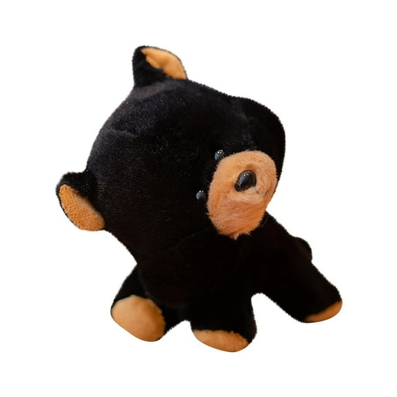 Black Bear Plush Toy 15cm Soft Stuffed Animal Doll with Head Shaking for Baby Girls Kids Birthday Gift Nursery Decor