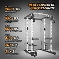 thumbnail image 3 of Power Cage with Cable Cross-Over System, Multi-Functional Power Rack with LAT Pull Down System, Strength Training Squat Rack for Home Gym with Training Attachment,Black+White, 3 of 9