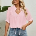 thumbnail image 3 of Bigersell Spring Tops for Women Round-Neck Solid Color Chiffon Lace Short Sleeve Tops Plus Muscle Round Neck Short Sleeve Western T Shirts Style B16471,M, 3 of 7