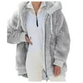 thumbnail image 5 of Tiqkatyck Winter Jackets for Women, Women's Solid Color Plush Coat Hooded Pullover Warm Wool Coat Zipper Top Fleece Jacket Women, Winter Coats for Women Gray XL, 5 of 7