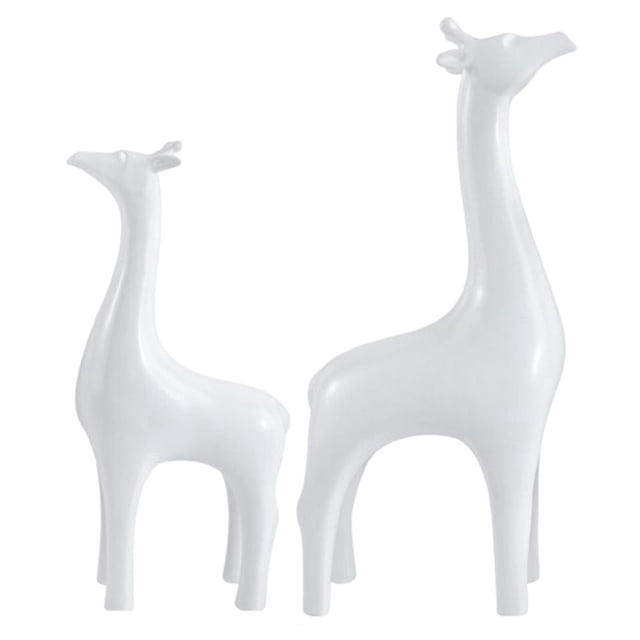 2x Estatua de ciervo moderna Arte artesanal Artesanía de animales Escultura de la suerte de Feng Shui para Blanco