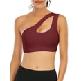 thumbnail image 3 of Women's One Shoulder Cut Out Tank Top Workout Padded Sports Bra Post-Surgery Bra Sexy Medium Support Fitness Running Bras, 3 of 6
