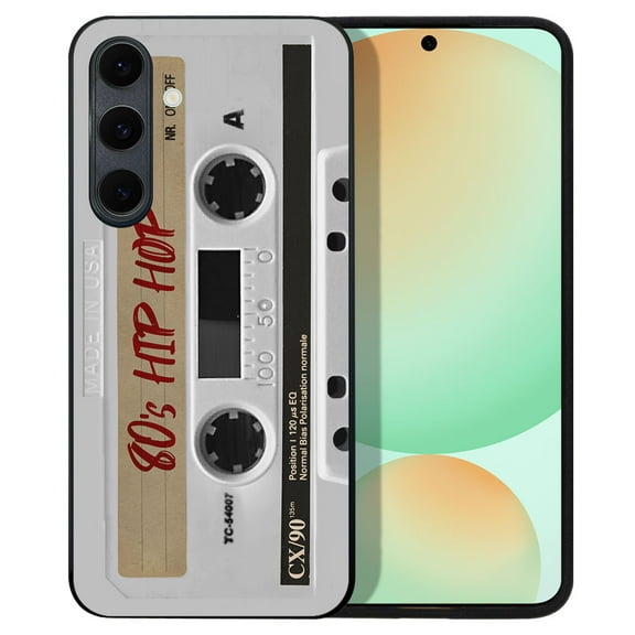 WIRESTER Shockproof Soft Rubber Cover Case for Samsung Galaxy S24 FE 6.7", Retro White Cassette Tape Hip Hop