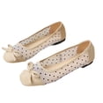 thumbnail image 6 of Miluxas Women’s Polka Dot Mesh Bow Ballet Flats, Square Toe Patchwork Slip On Flat Shoes, Breathable Lightweight Casual Walking Loafers Beige 6(38), 6 of 9