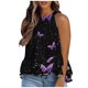 thumbnail image 1 of Casual mujer sin mangas estampado cuello redondo Tops damas blusa volantes chaleco corto Pompotops lopia991411, 1 of 5