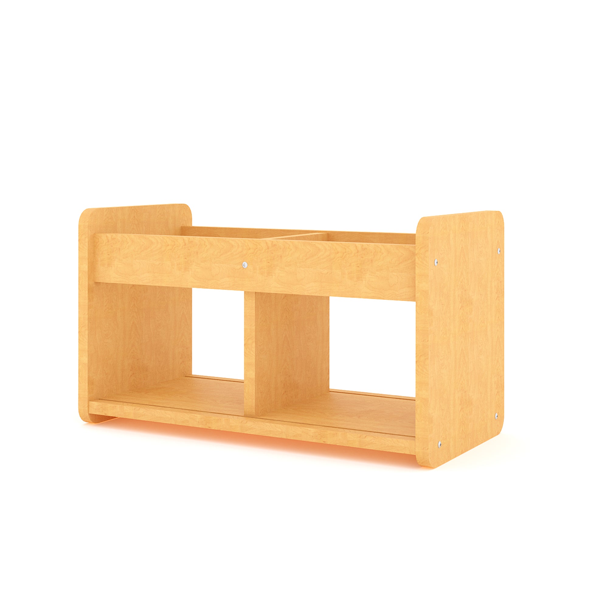 Tot Mate Children's Wood Book or Toy Organizer with 2 Clear Storage Bins, 24"W x 12"D x 14"H RTA
