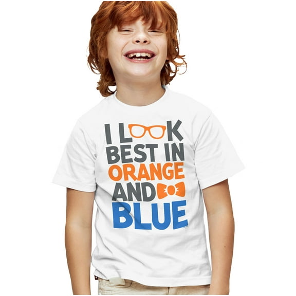 Blippi I Look Best In Orange Kids T Shirt for Youth Boys and Girls, White, Medium