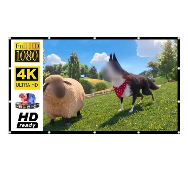 Projecteur Portable 4K HD Toile Écran de Film 16:9 Pliable Lavable, Sans Plis