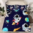 thumbnail image 2 of Homewish cute Cartoon Astronaut Queen Sheet Set (4-Piece) Galaxy Planet Starry Sky Decor For Boys, 2 of 7