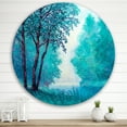 thumbnail image 2 of Designart 'Blue Coloured Tree Impression By Riverside' Lake House Circle Metal Wall Art 29x29 - Disc of 29, 2 of 5