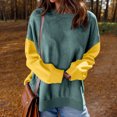 thumbnail image 7 of Ultrave Long Sleeve Shirts for Women Cotton Color Block Baggy Casual Long Sleeve Clothes for Women, 7 of 7